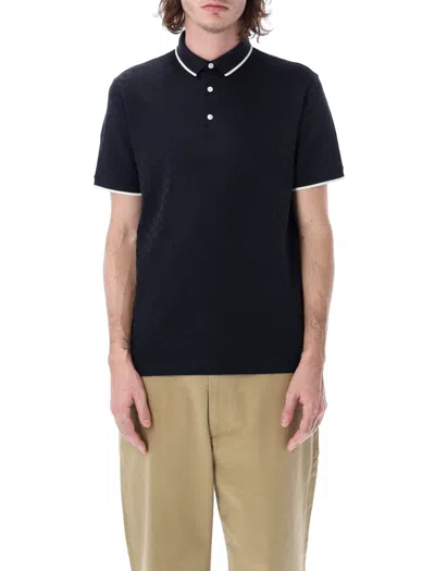 Emporio Armani Jacquard Eagle Polo Shirt In Black