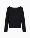 Emporio Armani Jacquard Jersey Jumper With A Geometric Pattern In Black