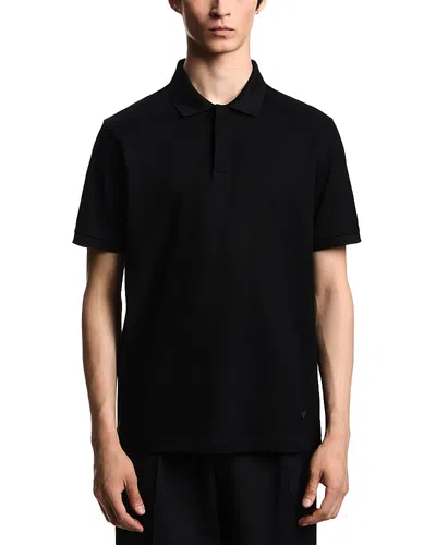 Emporio Armani Jacquard Jersey Polo Shirt In Black