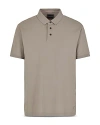 Emporio Armani Jacquard Jersey Polo Shirt In Beige