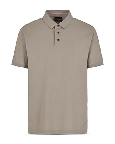 Emporio Armani Jacquard Jersey Polo Shirt In Gray