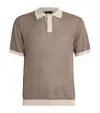 Emporio Armani Jacquard Knit Polo Shirt In Beige