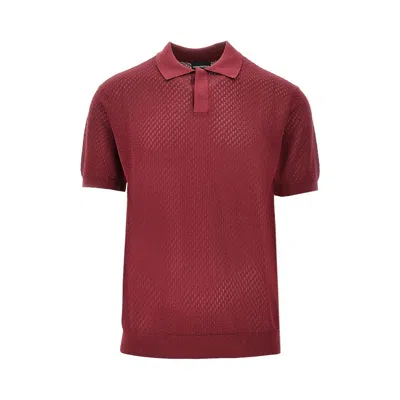Emporio Armani Jacquard Knitted Polo Shirt In Red