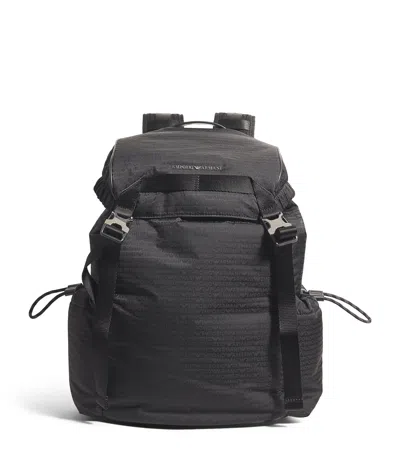 Emporio Armani Jacquard Logo Backpack In Black