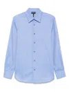 Emporio Armani Allover Logo Cotton Shirt In Blue