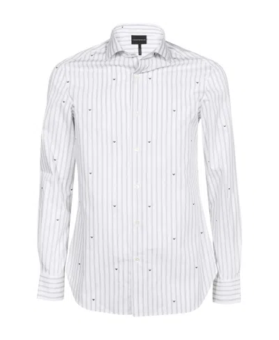 Emporio Armani Jacquard-logo Cotton Shirt In White