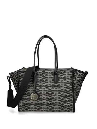 Emporio Armani Jacquard-logo-motif Tote Bag In Black