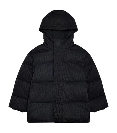 Emporio Armani Kids' Jacquard Logo Puffer Jacket In Black