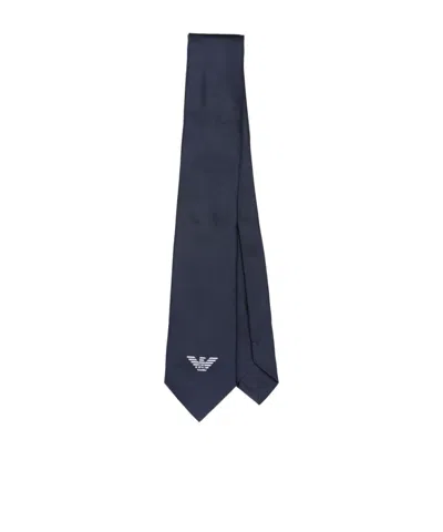 Emporio Armani Jacquard-logo Silk Tie In Black