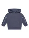Emporio Armani Jacquard-logo-sleeve Hoodie In Blue