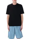 Emporio Armani Jacquard Cotton Crew Neck T-shirt In Black