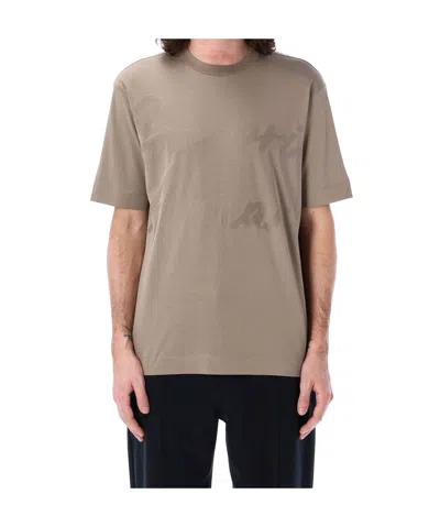 Emporio Armani Jacquard Logo T-shirt In Nude