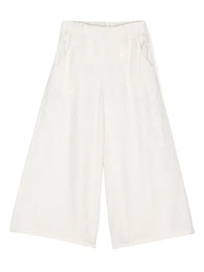 Emporio Armani Kids' Jacquard-logo Wide-leg Trousers In Neutrals