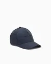 Emporio Armani Jacquard Nylon Baseball Cap With All-over Logo Lettering In Blue