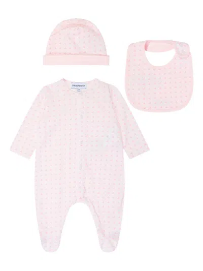 Emporio Armani Jacquard Pattern Babygrow Set In Pink