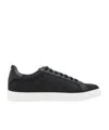Emporio Armani Nylon Sneakers With Jacquard All-over Eagle In Black