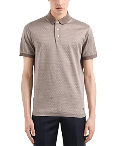 Emporio Armani Jacquard Polo Shirt In Brown