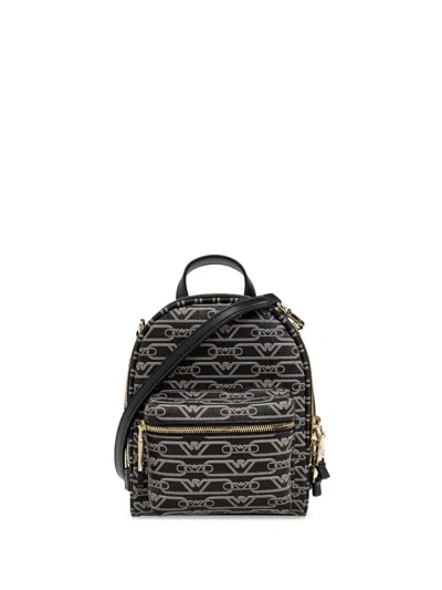 Emporio Armani Jacquard-print Backpack In Black
