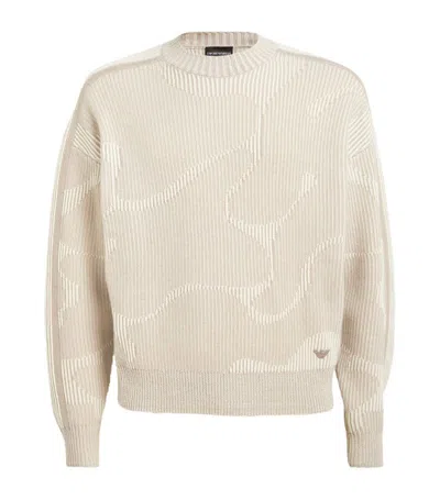 Emporio Armani Jacquard Ribbed Sweater In Multi