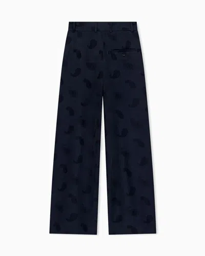 Emporio Armani Jacquard Satin Paisley All-over Pants Boteh Capsule In Blue