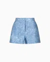 Emporio Armani Jacquard Shorts With An Exotic Motif In Blue