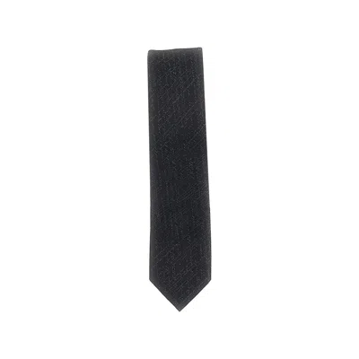 Emporio Armani Jacquard Silk Necktie In Black