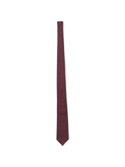 Emporio Armani Jacquard Silk Tie In Orange