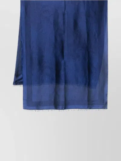 Emporio Armani Jacquard Stole Fringed Edges In Blue