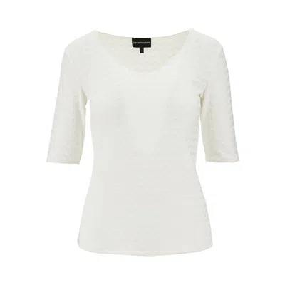Emporio Armani Jacquard Stretch Jersey T-shirt In White