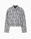 Emporio Armani Jacquard Wool-blend Blouson With An Irregular Geometric Motif In Gray