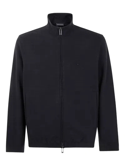 Emporio Armani Full Zip Turtle Neck Sweatshirt In Black