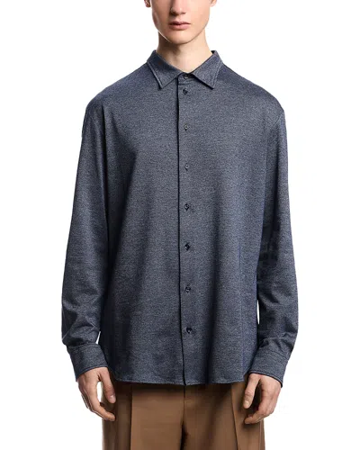 Emporio Armani Jaspe Jersey Cotton Sport Shirt In Blue