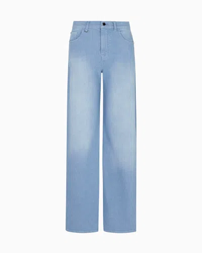 Emporio Armani Jean J7e Taille Mi-haute Et Jambe Droite En Sergé De Coton Teint En Fil In Blue