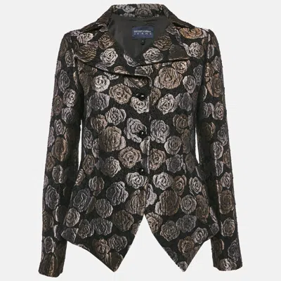 Emporio Armani Jeans Black Floral Jacquard Button Front Blazer