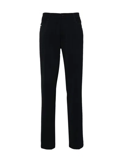 Emporio Armani Ribbed Slim-fit Trousers In Blue