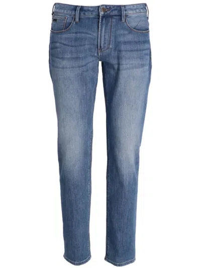 Emporio Armani Washed Straight-leg Jeans In Clear Blue