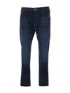 Emporio Armani Blue Five Pocket Jeans With Logo Patch On The Back In Medium Blue Denim 0942
