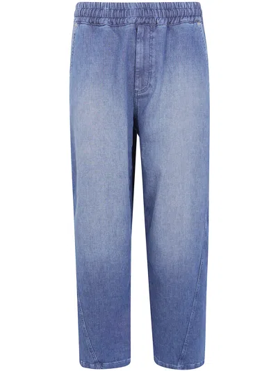 Emporio Armani Wide Leg Jeans Cropped Length Back Pocket In Blue