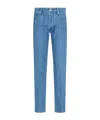 Emporio Armani Allover Logo Denim Jeans In Black