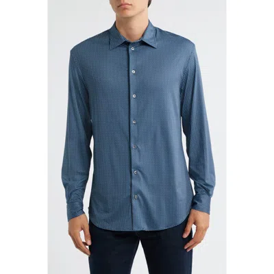 Emporio Armani Jersey Button-up Sport Shirt In Blue