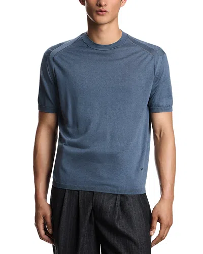 Emporio Armani Jersey Knit Short Sleeved Sweater In Blue