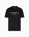 Emporio Armani Logo Embroidery Lyocell Blend T-shirt In Black