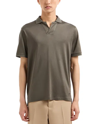 Emporio Armani Jersey Polo Shirt In Solid Dark Grey