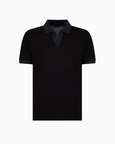 Emporio Armani Jersey Polo Shirt In Black