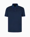 Emporio Armani Jersey Polo Shirt With All-over Jacquard Lettering In Blue