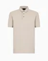 Emporio Armani Jersey Polo Shirt With Logo Collar In Beige