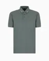 Emporio Armani Jersey Polo Shirt With Logo Collar In Gray