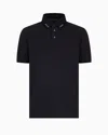 Emporio Armani Jersey Polo Shirt With Logo Collar In Navy Blue