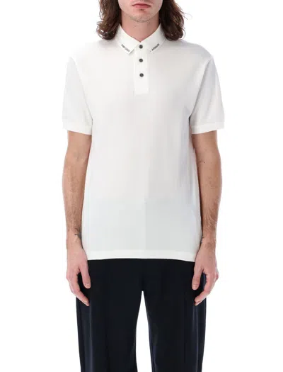 Emporio Armani White Embroidered Logo Polo