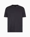Emporio Armani Jersey T-shirt With All-over Jacquard Lettering In Black